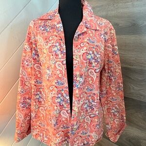 Chic Paisley Button Down Shirt in Coral